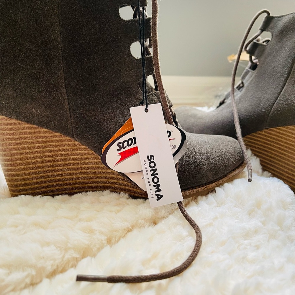 Sage green Wedge ankle bootie
